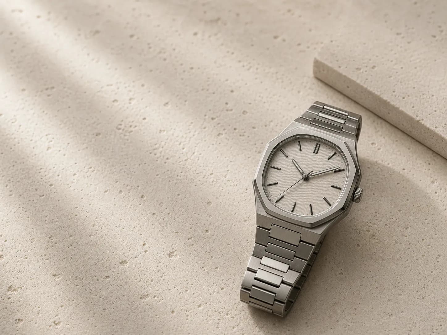 Unbranded integrated sports-watch proportion on warm stone